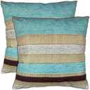 KUKNOS 20X20 Beige and Teal Decorative Pillow Covers Turquoise and Brown Couch Pillow Covers Light Blue Sofa Pillow Covers for Living Room Bedroom Set of 2