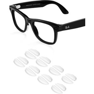 Compatible with Ray-Ban Meta Wayfarer Eyeglass Nose Pad, 8 Pairs Soft Silicone Nose Pads, Anti Slip Replacement Nose Pads (Clear)