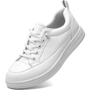 Women's White Non Slip Work Shoes, White Food Service Slip Resistant Work Shoes, White Women's Nursing Shoes.
