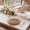Liacere 60Pcs Brown Plastic Plates - Brown Disposable Plates With Gold Rim, Heavy-duty Amber Plates,Water ripples Party Plates Include 30 Dessert-Platos,30 Dinner-Platos for Party & Wedding
