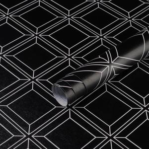 Heroad Peel and Stick Wallpaper Black and White Contact Paper Black Geometric Modern Wall Paper for Nursery Room Bedroom Bathroom Cabinets Vinyl Roll Self-Adhesive Waterproof 17.3 x 197
