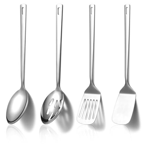 Homquen Stainless Steel Kitchen Utensils Set 4pcs, Cooking Utensils Set, Kitchen Tools Spatulas Set, Cooking Spoons, Home Essentials Kitchen Gadgets Accessories