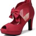 GATUXUS Open Toe Women Platform High Heel Shoes Bows Strappy Sandals Size 42