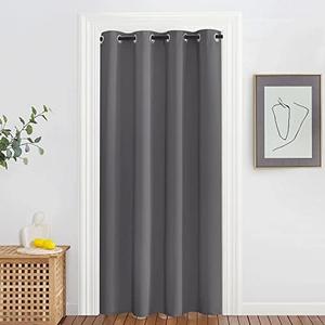 NICETOWN Grey Blackout Curtain & Drape for Doorway - Grommet Privacy Door Curtains Noise Reducing Thermal Insulated Window Treatment for Bedroom/Living Room (1 Panel, W52 x L78)