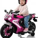 Kid Trax 6V Glow Electric Toddler Kids Motorcycle - Toddler Bike, Indoor/Outdoor Toys, Durable, LED Headlights and Body Light, Realistc Sounds, Kids Ride On Toys, Max Weight 65lbs, Ages 3+, Pink