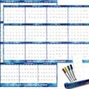 32" x 48" 2026 Wall Calendar Dry Erase - Large Starry Sky Calendar Wet & Dry Erasable Laminated 12 Month Annual Yearly Planner, Reversible, Horizontal/Vertical, Blue