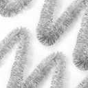 50 Feet Silver Tinsel Garland Christmas Foil Tinsel Garland Decoration Metallic Banner Wall Hanging Tinsel Streamers Garland for Christmas Tree Birthday Party Decorations (3.54" x 50', Silver)