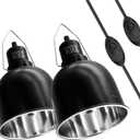 Reptile Light Fixture with Dimming Switch and Timer, 5.5 Inch Deep Dome Reptile Heat Lamp Fixture, Reptile Lamp Fixture Cap for UVB Bulb Basking Heat Bulb for Reptile Glass Terrariums, 2PCS