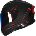 HAX Force Aerodynamic Full Face Helmet for Street & E-Bikes DOT & ECE Certified - Enhanced Dual Visor, Adult Size, Pinlock Ready Matte Black Red M (Black)