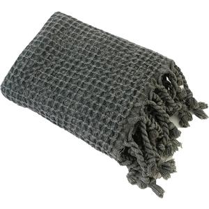 Turkish Hand Towels Decorative Kitchen Towels Farmhouse Boho 100% Cotton Waffle Weave Vintage Black Hand Towels for Bathroom Head Face Guest - Dark Gray