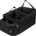 FUNNy elf Passenger Seat Organizer, Collapsible Car Storage with Partitions & 4 Cup Holders for Front or Back Seat