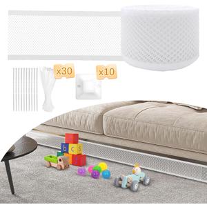 AmaCielo Under Couch Blocker, 4''x39.3ft Under Bed Blocker for Pets, Toy Blockers for Under Furniture with 30 Zip Ties, Couch Accessories (White)