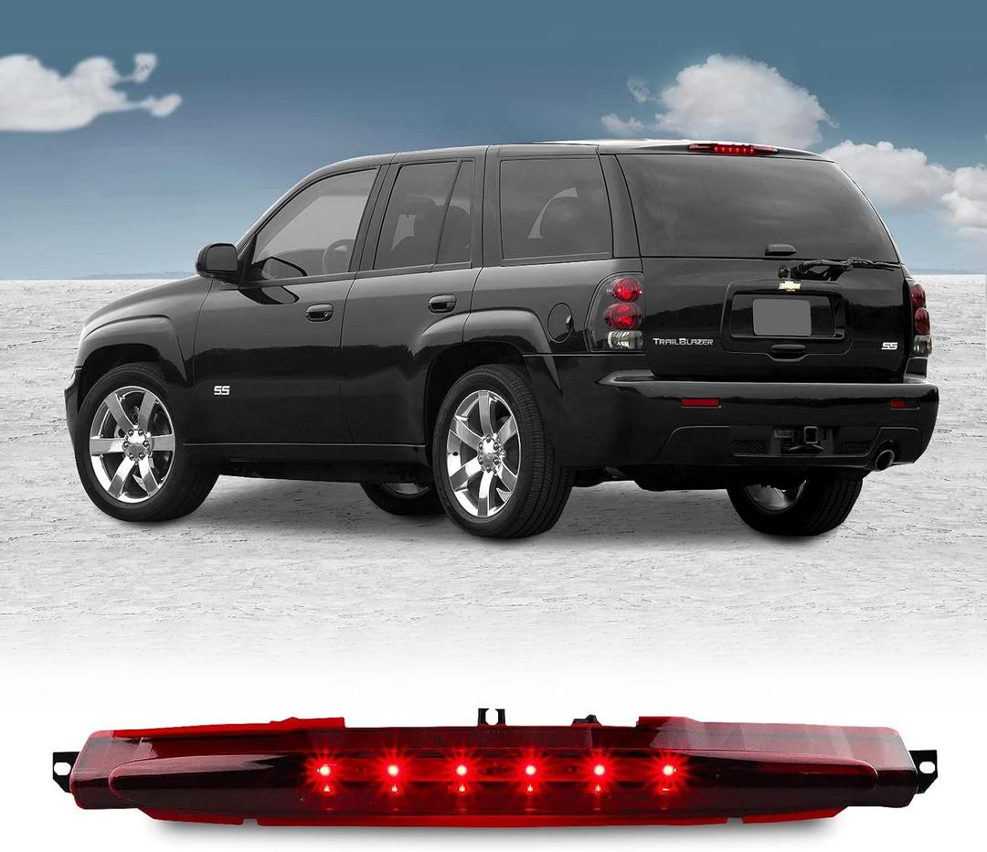 3rd Third Tail Rear Brake Light Compatible with 2002 2003 2004 2005 2006 2007 2008 2009 Chevy Trailblazer GMC Envoy Buick Rainier Ascender Bravada Center Cargo Rear LED High Mount Brake Light (Red)