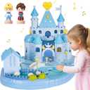 Dream Princess Play Set, 12.2*8.6*8.8 inches with 2 Magnetic Control Movable Toys, Magnetic Doll House Building Toys with Light Music, Toy Gift for Girls Kids Ages 6+Blue