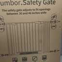 Cumbor 29.7-46" Baby Gate for Stairs, Toddler Safety Essentials for The House, Auto Close Dog Gate for Doorways, Mom's Choice Awards Winner-Easy Install Pressure Mounted Pet Gates for Dogs, White