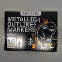 ARTISTRO Outline Markers - 16 Metallic Outline Pens, 5 Cards - Perfect for Doodling, Drawing and Calligraphy