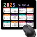 2025 Calendar Black, Computer Mouse Pad with Non-Slip Rubber Base, Mouse Pads for Computers Laptop Mouse 9.6 x 7.9 inch