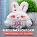 Plush Earbuds Case Cover Compatible with Beats Solo Buds Cartoon Cute Headphone Cases (Plaid Rabbit,for Beats Solo Buds)
