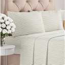 Full Size 4 Piece Sheet Set - Comfy Breathable & Cooling Bed Sheets Set - Hotel Luxury Bedding for Women, Men, Kids, Teens, Boys & Girls - Deep Pockets, Soft, Wrinkle Free - Oeko-Tex - Beige Stripes 2