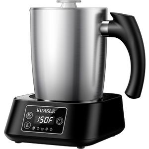 KIDISLE 5-in-1 Milk Frother and Steamer, 17oz Detachable Frother with Adjustable Temperature, Hot Chocolate Maker, Stainless Steel Milk Steamer, Hot & Cold Foam Maker, Dishwasher Safe