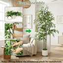 5ft Artificial Ficus Tree with Triple Trunk & White Planter Faux Ficus Tree | Lifelike Faux Ficus Tree with Natural Wood Trunks, Tall Fake Potted Plant for Indoor Living Room Home Office Corner Decor