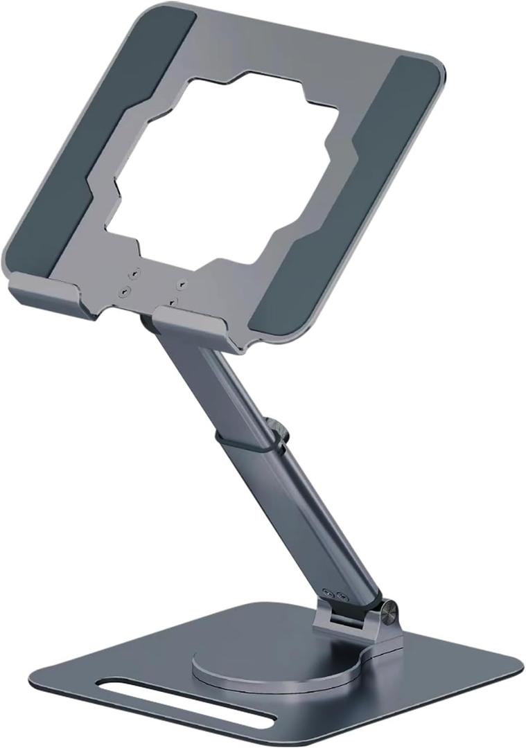GuaziV 360 Adjustable Tablet Stand - Ergonomic Foldable Holder for iPad 10.2-12.9, Kindle, Phones 4-13, Anti-Slip Desktop Mount for Work, Cooking, Gaming & Reading (Charcoal Gray)