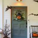 4 x Halloween Door Sign Hanging Decor,Welcome Sign for Front Door&Wall,Wooden Pumpkin signs Decorations for Home, Halloween Hanger Indoor Outdoor Party Haunted House Supplies