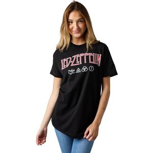 Led Zeppelin Distressed Logo with Symbols Crew Neck Short Sleeve Black Adult T-Shirt, Size S