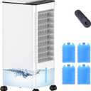 Ventless Portable Air Conditioners with Remote, Windowless Ac Unit Ductless Air Cooler, Hoseless Quiet Evaporative Oscillating Swamp Cooler, 12H Timer & 4 Ice Box for Room Indoor Outdoor Office Bedroom
