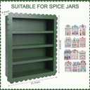Chunful Spice Jar Wooden Rack Dark Green Scalloped Spice Shelf for 24 Jars, Village Style Wall Mounting Kitchen Storage Decorative Hanging Display Rack, Shelf Only(18.5 x 15.7 Inches)