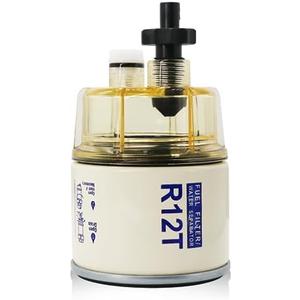 DZFST.FI R12T Fuel Filter Water Separator Spin-on R12T Filter with Water Collection Bowl Diesel Engine & Gasoline Engine Replaces# S3240 R12T 120AT 18-7987 NPT ZG1/4-19