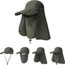 Foldable Baseball Cap with Detachable Neck Flap and Face Cover Portable Sun Hat Fishing Hats for Men Women