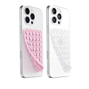 JingJinYY Anteel 2 Pack Double Sided Silicone Suction Cup Phone Case Mount, HandsFree Strong Grip Silicon Phone Holder for Selfies and Videos, Non Slip Phone Accessories (LightPink&Translucent)