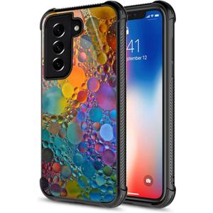 CARLOCA Compatible with Samsung Galaxy S22 Case,Colorful Drops Marble Identity Graphic Design Shockproof Anti-Scratch Hard Acrylic Case for Samsung Galaxy S22