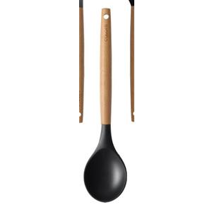 CAROTE Silicone Cooking Utensils  for Nonstick Cookware, 446°F Heat Resistant Kitchen Utensil Set with Wooden Handle 1 pcs, Spoon