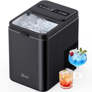 Silonn Ice Maker Countertop, 8 Cubes in 6 Mins, 26.5lbs/24H, Self-Cleaning