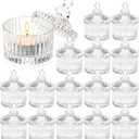 16 Piece Votive Candle Holders with Lids, Tealight Candle Holders in Bulk, Glass Small for Table Centerpiece, Wedding, Home Decor (2.68'' x 1.65'', Clear)