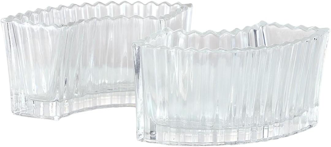 MCMCNCUIU Crystal Vases for Centerpieces, Flower Vases for Wedding Centerpieces, Clear Glass Vase for Flowers, Curve Small Vase for Living Room, Bedroom, Kitchen, Dining Table, Set of 2 (7 Inches x2)