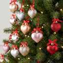 Ceenna 36 Pcs Valentine's Day Heart Shaped Ornaments Heart Shaped Decor for Tree Valentine's Day Wedding Anniversary Party Decoration(Pink, Silver, Red, Champagne Gold)