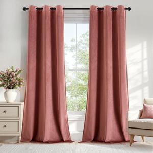 Dusty Rose Pink Velvet Curtains 84 Inches Long Blackout Thermal Insulated Soundproof Curtain Privacy Room Darkening Curtains Grommet Window Drapes for Bedroom Living Room 42 x 84 Inch Set of 2