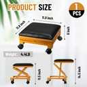 CroBlissful 1 Pack Rolling Adjustable Foot Rest Foldable Under Desk Ottoman with Wheels Leather Foldaway Guitar Foot Stool for Home Office Living Room Bedroom