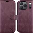 OCASE Compatible with iPhone 17 Pro Wallet Case, PU Leather Flip Folio Case with Card Holders RFID Blocking Kickstand [Shockproof TPU Inner Shell] Phone Cover 6.3 Inch 2025, Mulberry