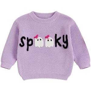 Toddler Baby Boys Girls Halloween Sweater Knitted Pumpkin Embroidered Pullover Sweatshirt Fall Winter Clothes Size 12-18 Months