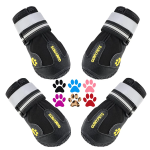 QUMY Dog Shoes for Large Dogs, Medium Dog Boots & Paw Protectors for Winter Snowy Day, Summer Hot Pavement, Water-Resistant in Rainy Weather, Outdoor Walking, Indoor Hardfloors Skid-Resistant Sole