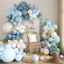 Dusty Blue Balloon Arch Kit 124Pcs blue and White Balloon Arch Garland Kit Include Macaron Blue Light blue Sand White Balloons for Baby Shower Bridal Shower Birthday Party Decorations