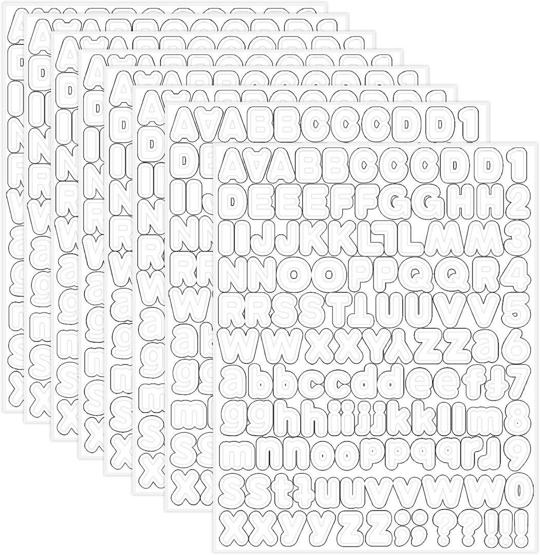 Starboling White Alphabet Stickers, 1/2 inch, 10 Sheets, Self-Adhesive Vinyl, Minimalist Style, Perfect for Labels & Decor