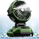 Lacoco Portable Misting Fan with 150 ° rotation, 30000mAh Rechargeable Battery Operated Fans, Outdoor Cooling Fan for Patio, BBQ, Worksite, Adjustable Base for 10-13in Bucket(No Bucket Included)