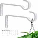 saffruff 6 Inch 2 Pack Heavy Duty Outdoor Plant Hangers for Hanging Baskets, Iron Hanging Plant Brackets, Metal Plant Wall Hooks for Lantern, Bird Feeder, Windchime, White