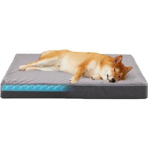 WATANIYA PET Cooling Dog Beds for Large Dogs, Memory Foam Large Sized Dog Bed, Washable Orthopedic Dog Bed for Crate with Joint Relief Memory Foam, Waterproof Liner and Plush Cover(35x 22)