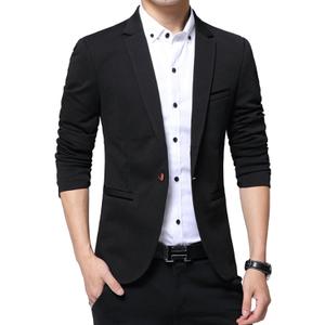 DAVID.ANN Men's Slim Fit Casual One Button Blazer Jacket (Black, M)